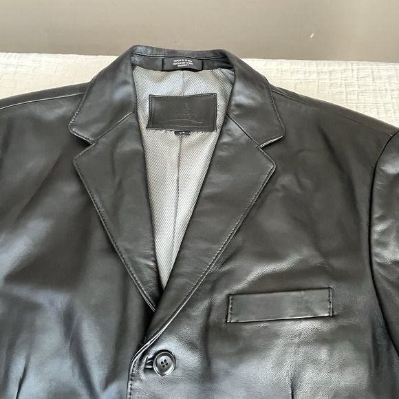 Stafford Executive Black Genuine Leather Men's Blazer Jacket RN93677‎ Size Large - Picture 3 of 9